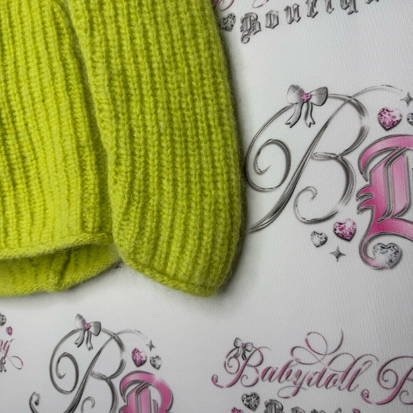 Rag & bone New York sweater pull over turtle π’ neck lime green neon crochet π§Ά - Picture 4 of 9